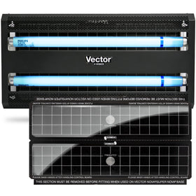 Catchmaster Vector 30 Black front view showing discreet indoor fly trap for kitchens.