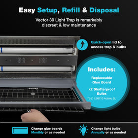 Catchmaster Vector 30 Black in kitchen setup illustrating discreet pest management.