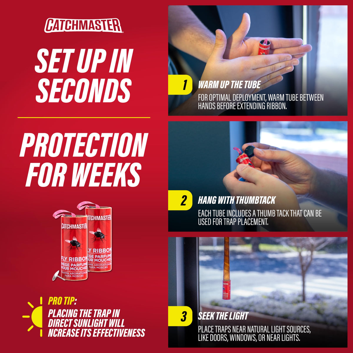 Pesticide-free Catchmaster glue traps provide year-round protection