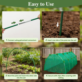 Catephe greenhouse-tunnel-frame demonstrating flexible support for seedlings.