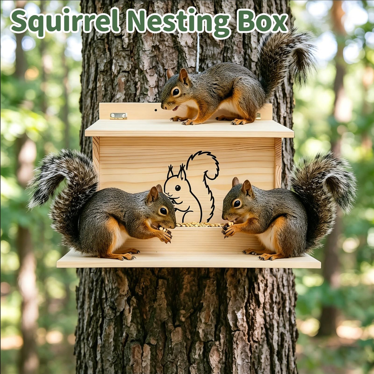 Catheralysia Squirrel House Durable Wood Construction withstands weather.