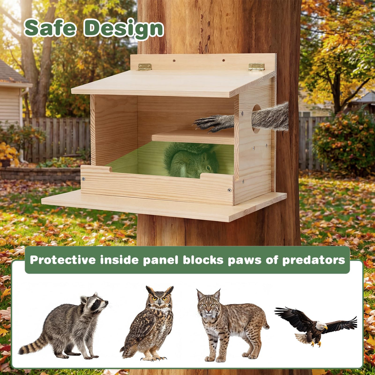 Catheralysia Squirrel Nesting Box Top Panel for easy cleaning.