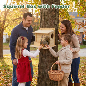 Catheralysia Squirrel House Tree Mount secures to a sturdy trunk.