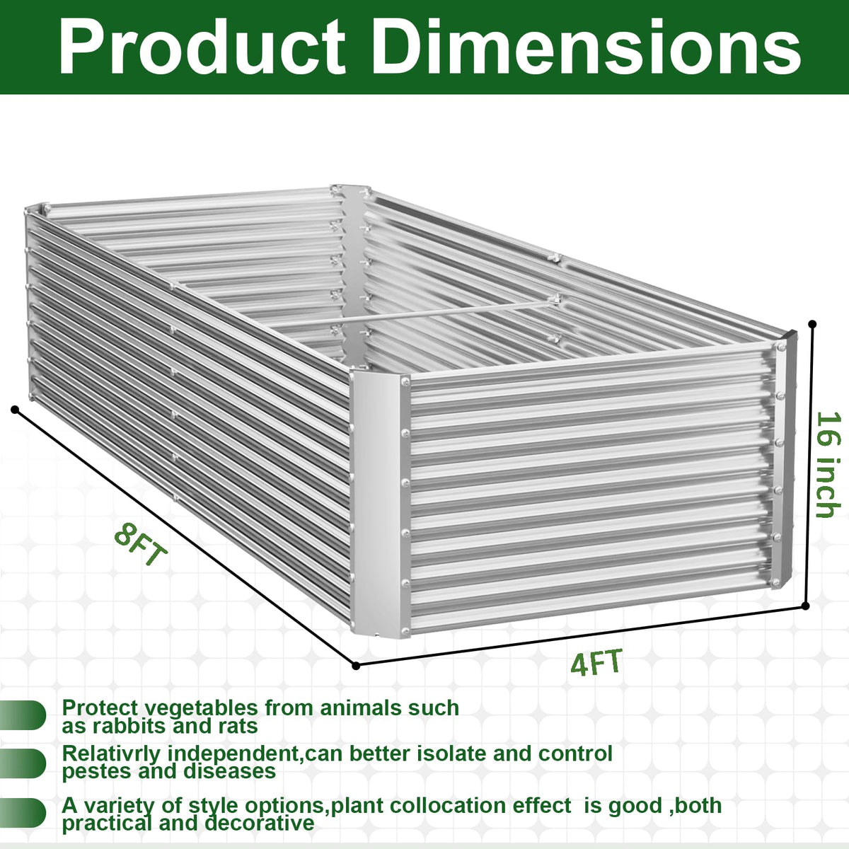 CATMANOR galvanized steel raised bed assembly-ready for quick setup