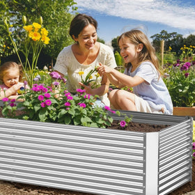 CATMANOR two-pack 8x4ft raised bed side angle for versatile plant layout