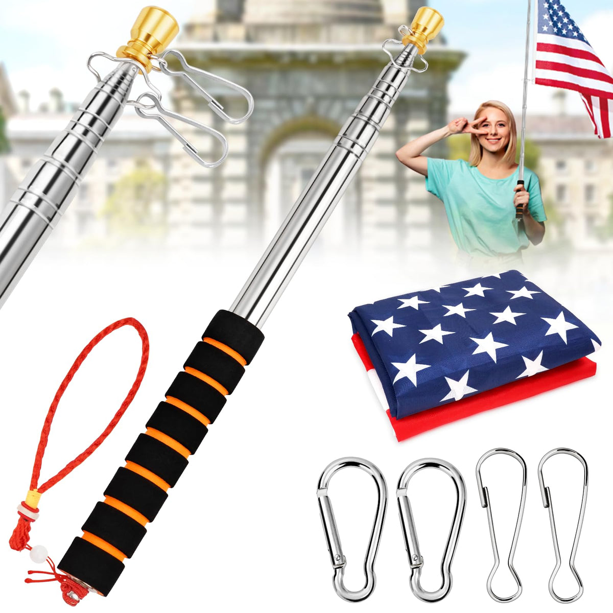 CATMOOW flagpole stainless steel finish shines during ceremonies and events
