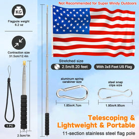 CATMOOW polished stainless-steel flag pole for sturdy outdoor use
