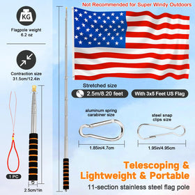 CATMOOW 3x5 US flag paired with flagpole for patriotic displays