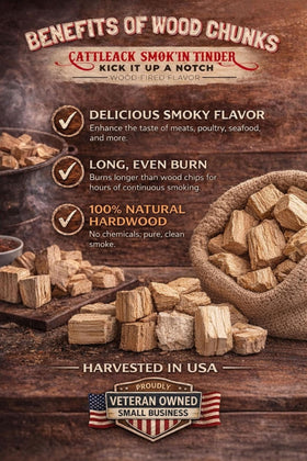 Cattleack Smok'in Tinder kiln-dried post oak for clean, reliable burn and steady smoke