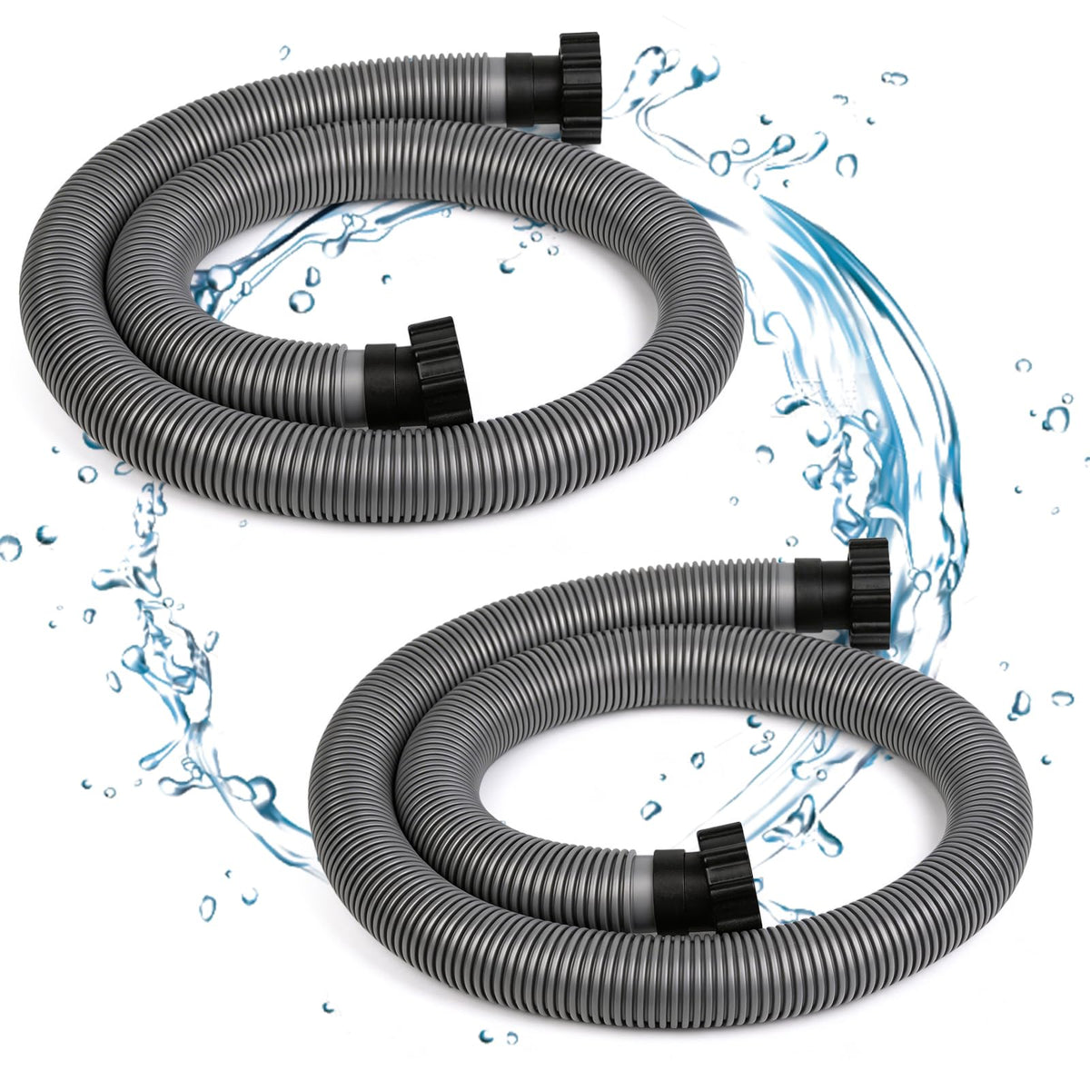 CAVENLLI 2-pack 1.5-inch pool hoses, 5.25 ft, for flexible above-ground pool connections.