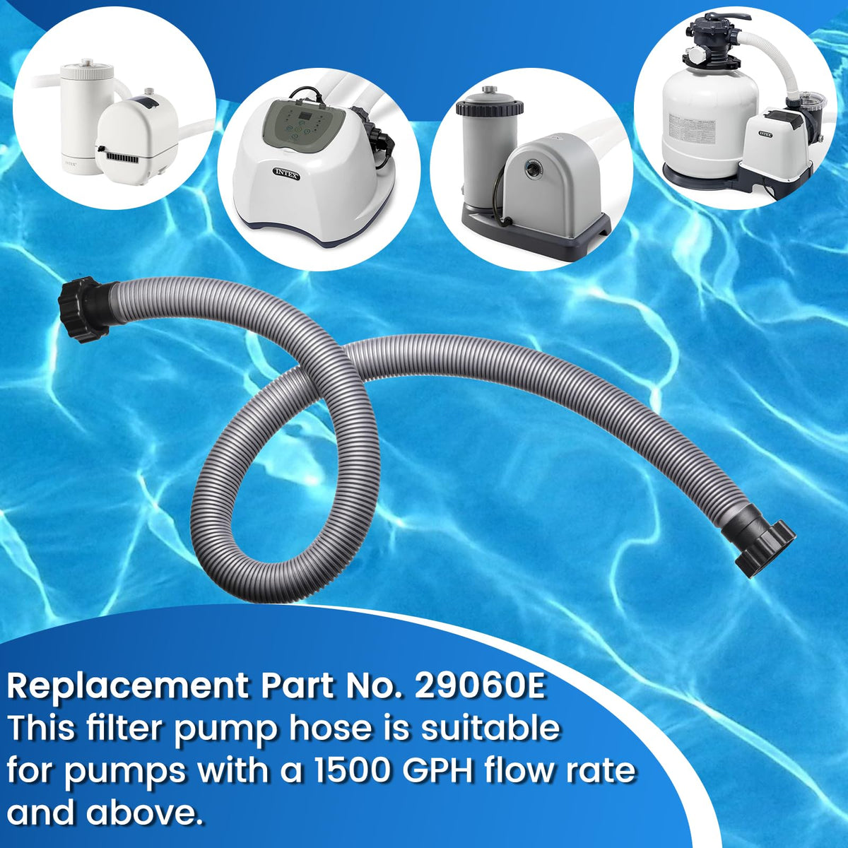 CAVENLLI replacement hose keeps water flow steady for clean pool water.