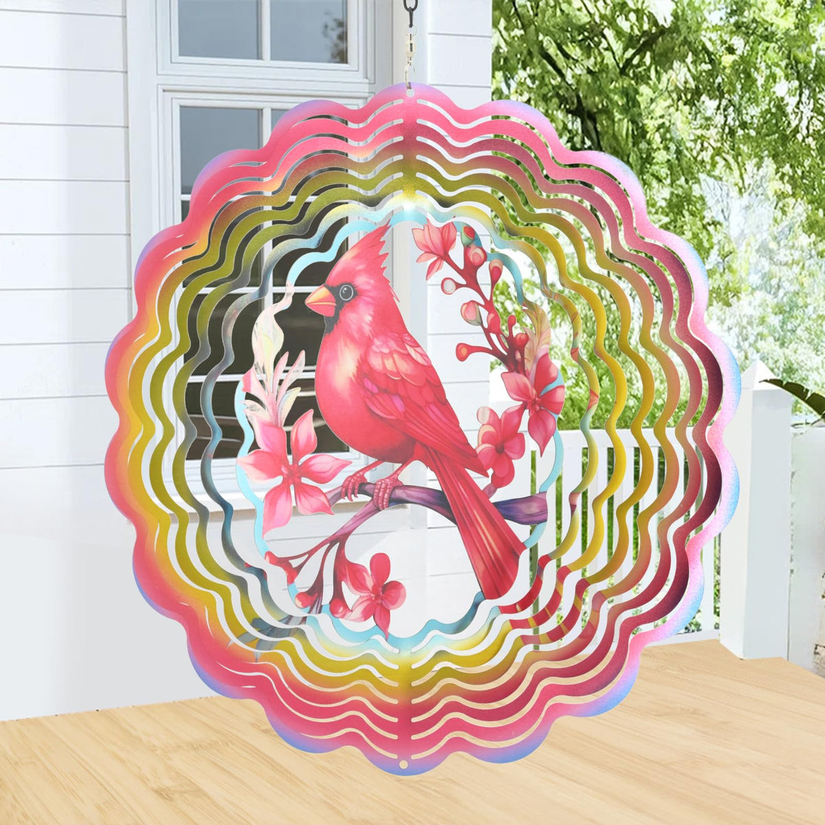Cawalap Cardinal wind spinner 3D effect enhances outdoor charm with sparkling movement