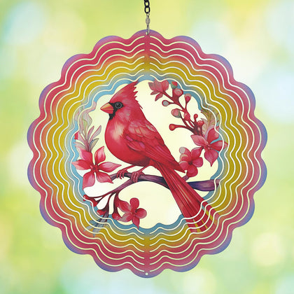 Cawalap Cardinal wind spinner front view adds dynamic color to your garden