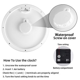 Caysie clock on wall with hook and back slot for easy mounting