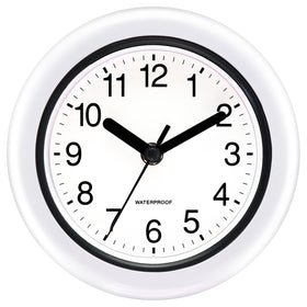 Caysie sealed clock front view with white dial for easy time reading from afar.
