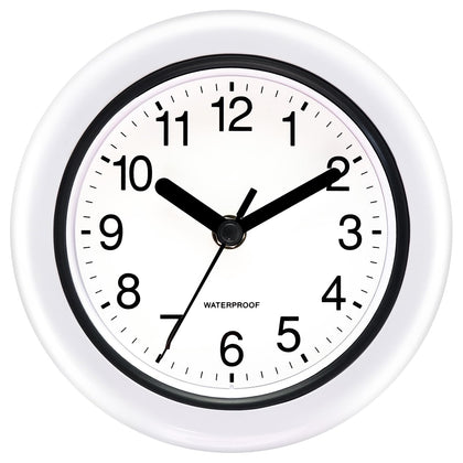 Caysie sealed clock front view with white dial for easy time reading from afar.