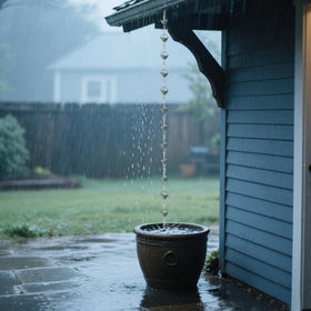 CBAXEAXM 8.7-foot chain length guides rain to ground.