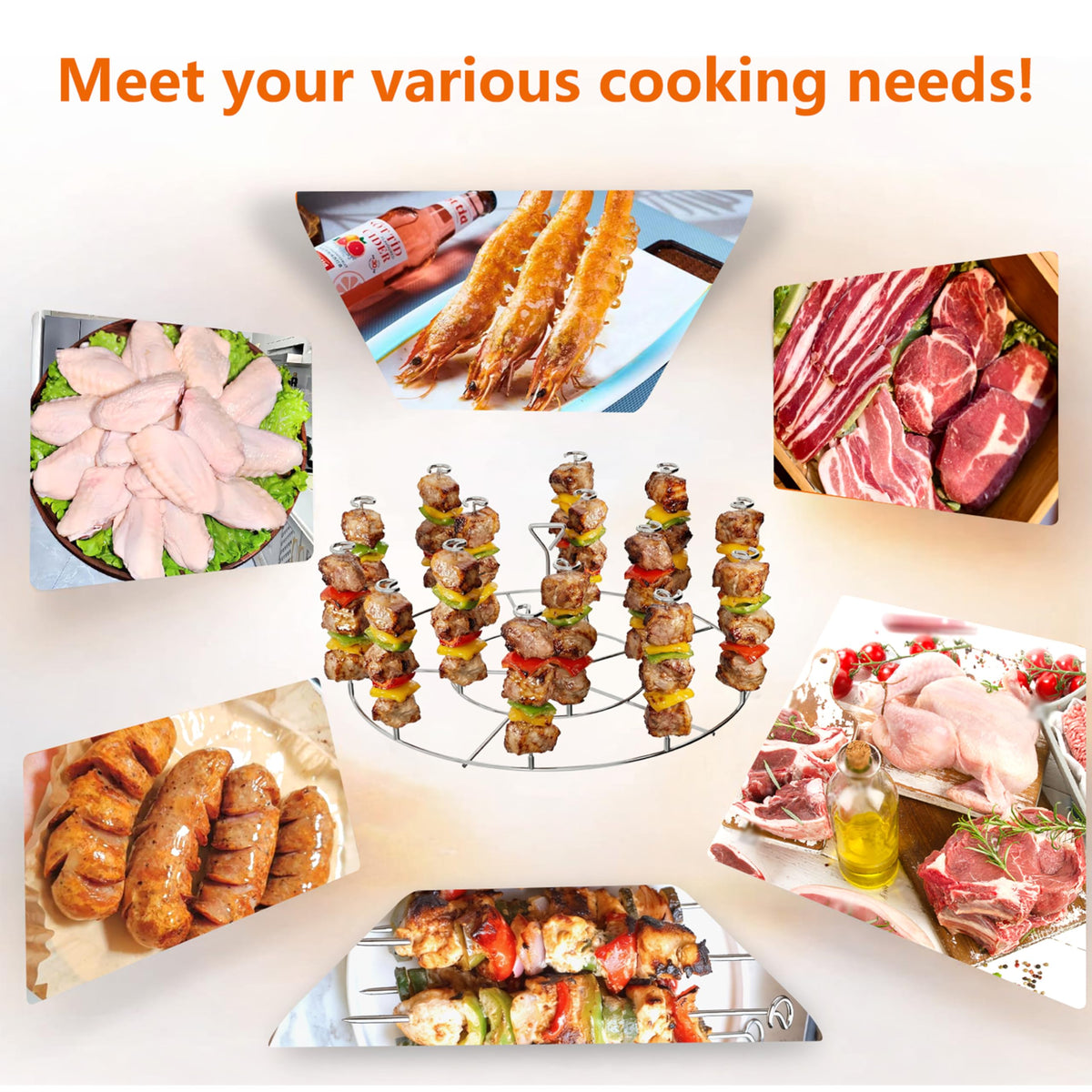 cbtidaok 15-pcs 18/8 stainless steel skewers for durable piercing and easy serving.
