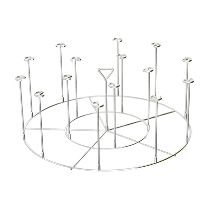 Cbtidaok air fryer rack with 3.9-inch skewers fits compact 3-5qt baskets for even cooking.