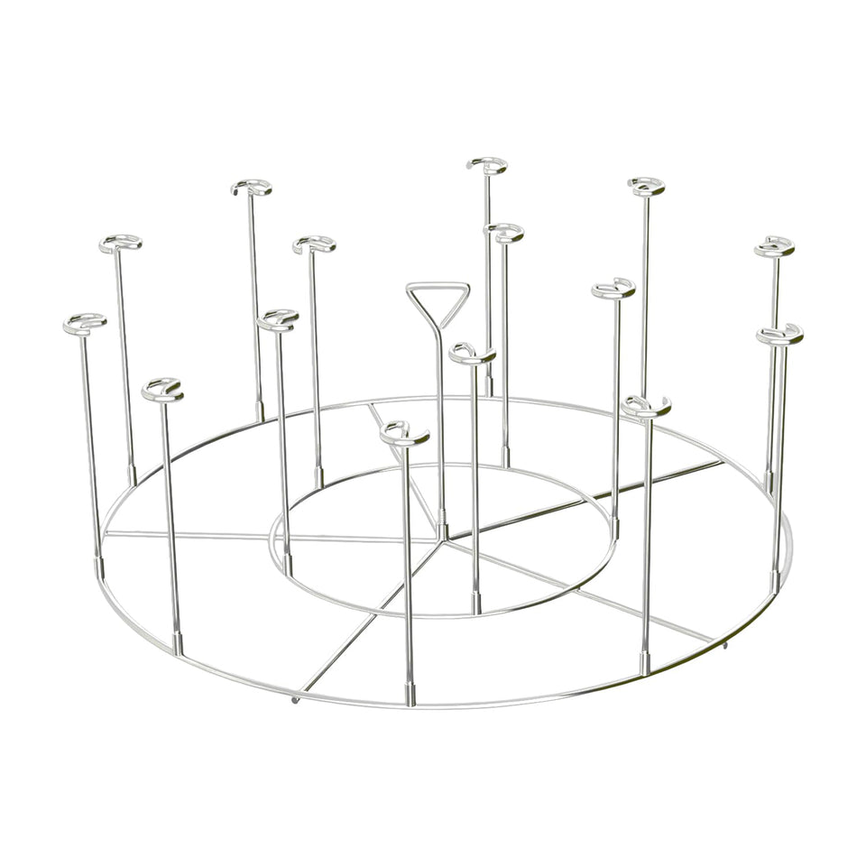 Cbtidaok air fryer rack with 3.9-inch skewers fits compact 3-5qt baskets for even cooking.