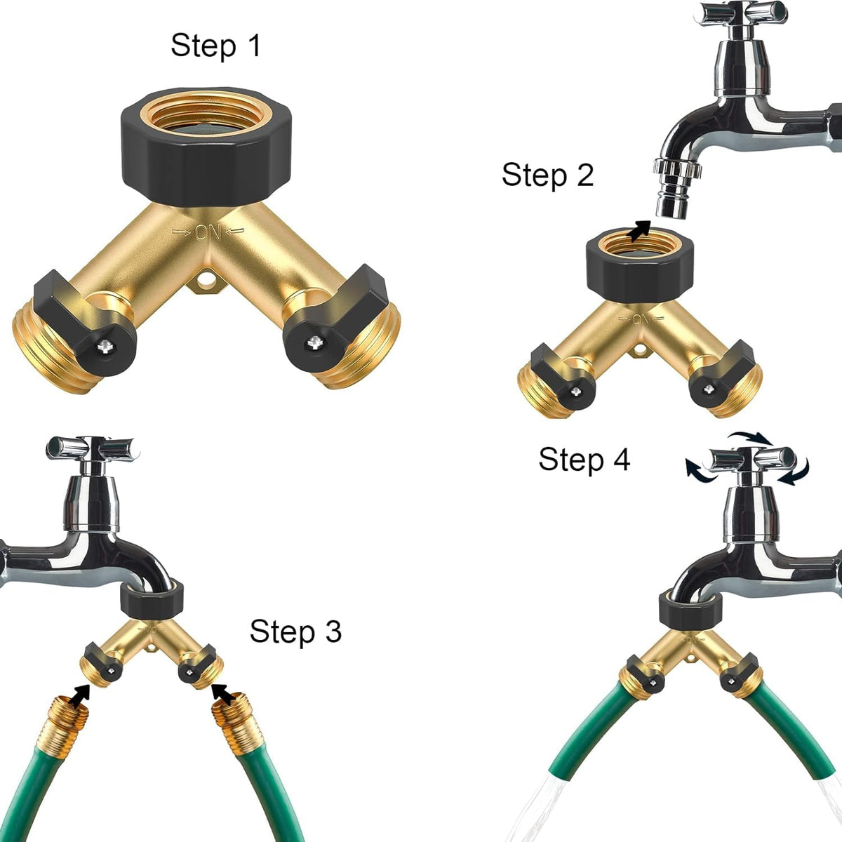 Three-quarter-inch inlet connects to standard outdoor spigots for compatibility.