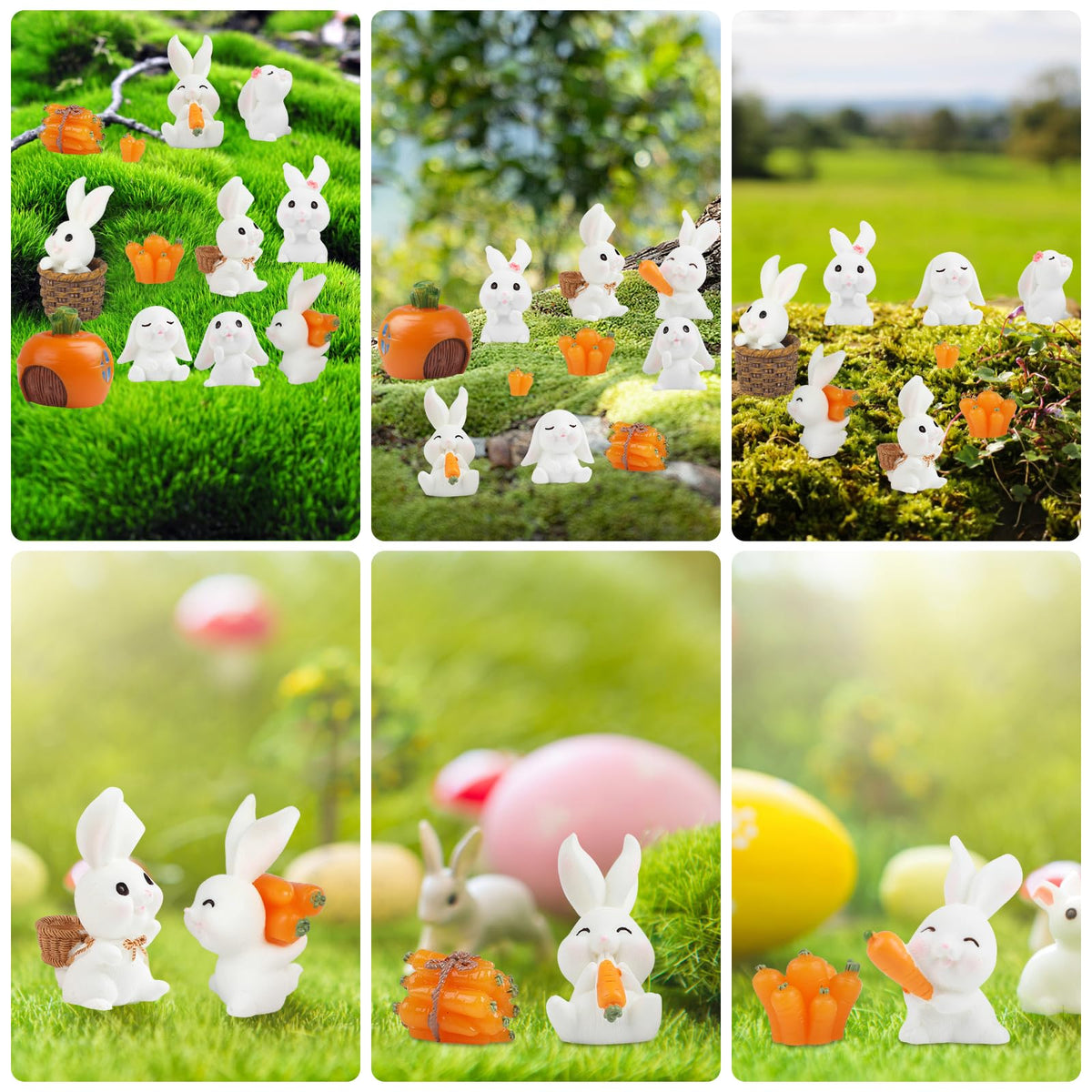 CCINEE rabbit fairy tale garden accents for shelves and terrariums.