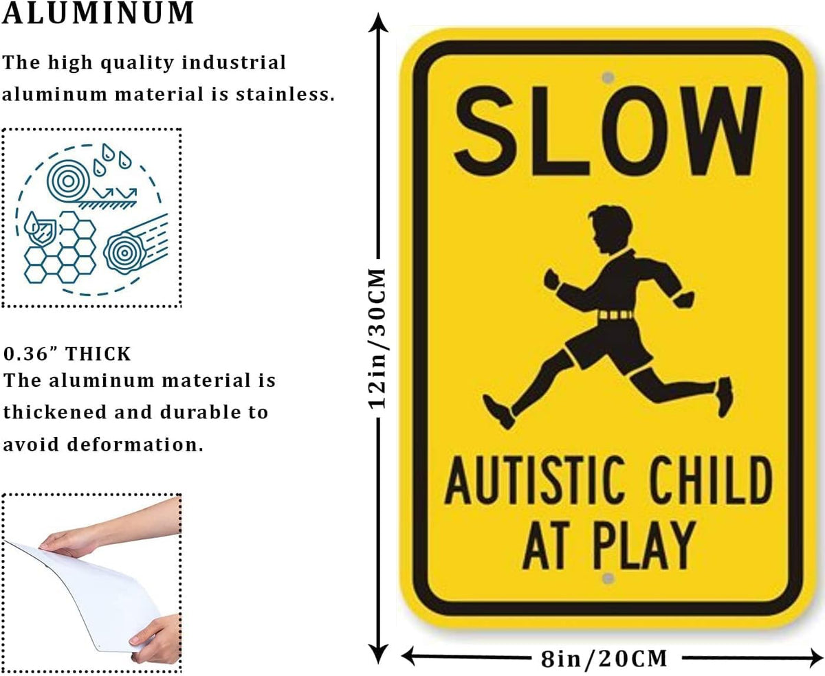 CCPARTON slow autistic child play sign back view, easy mounting and weather resistance.