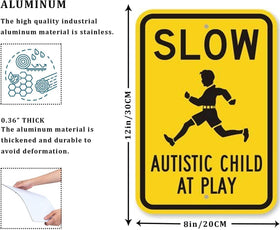 CCPARTON slow autistic child play sign back view, easy mounting and weather resistance.