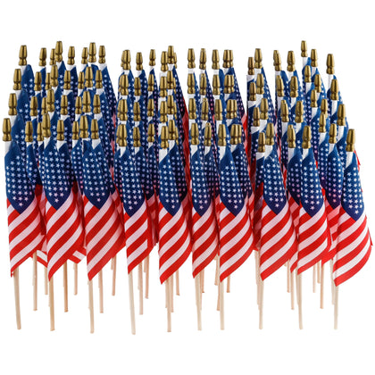 C CRYSTAL LEMON 50-pack American flags on stick, 4x6, ideal for events and classrooms.