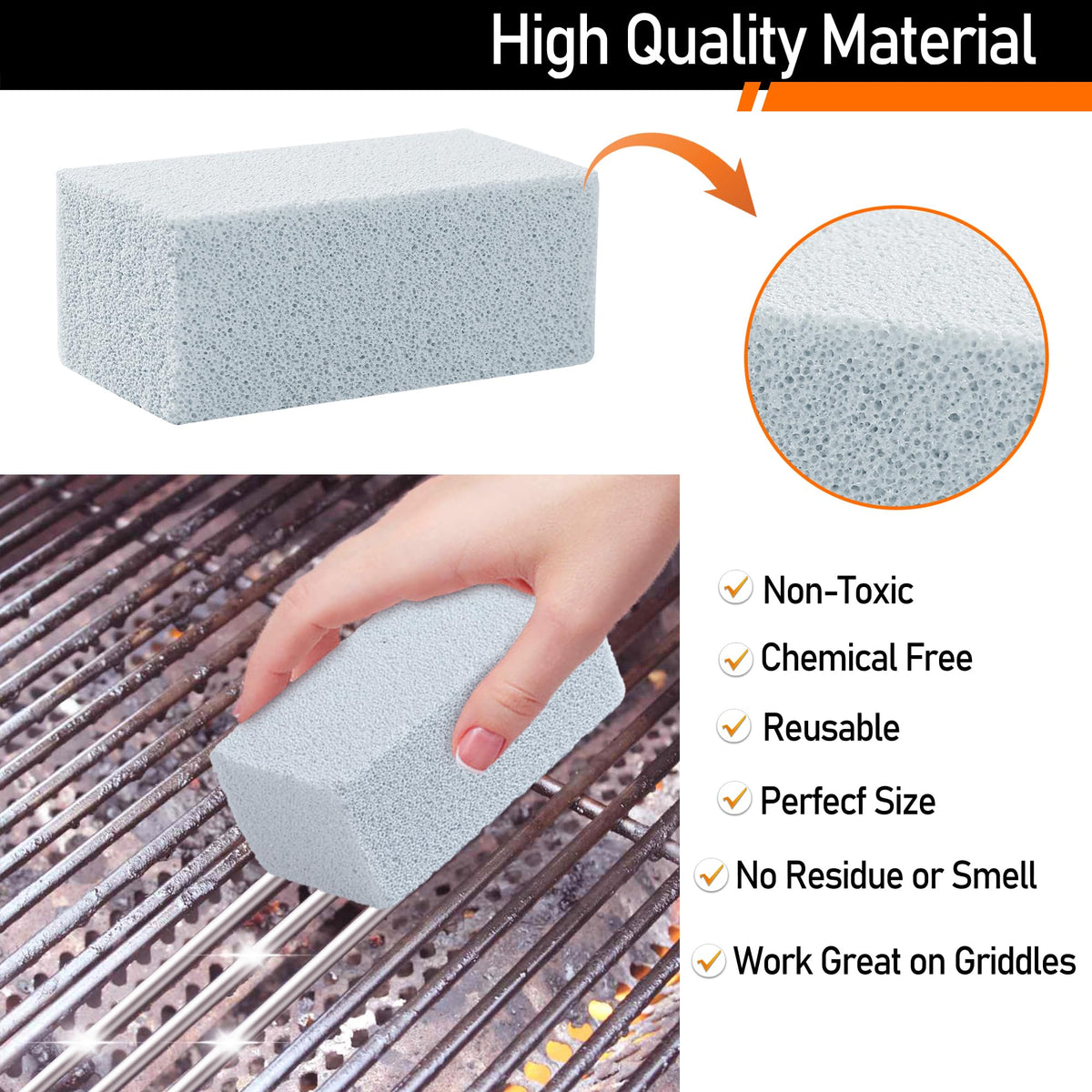 CCTVRTV pumice stones cleaning a griddle without scratching surfaces.