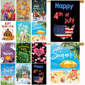 CDLong 12-piece seasonal flag set for year-round yard display.