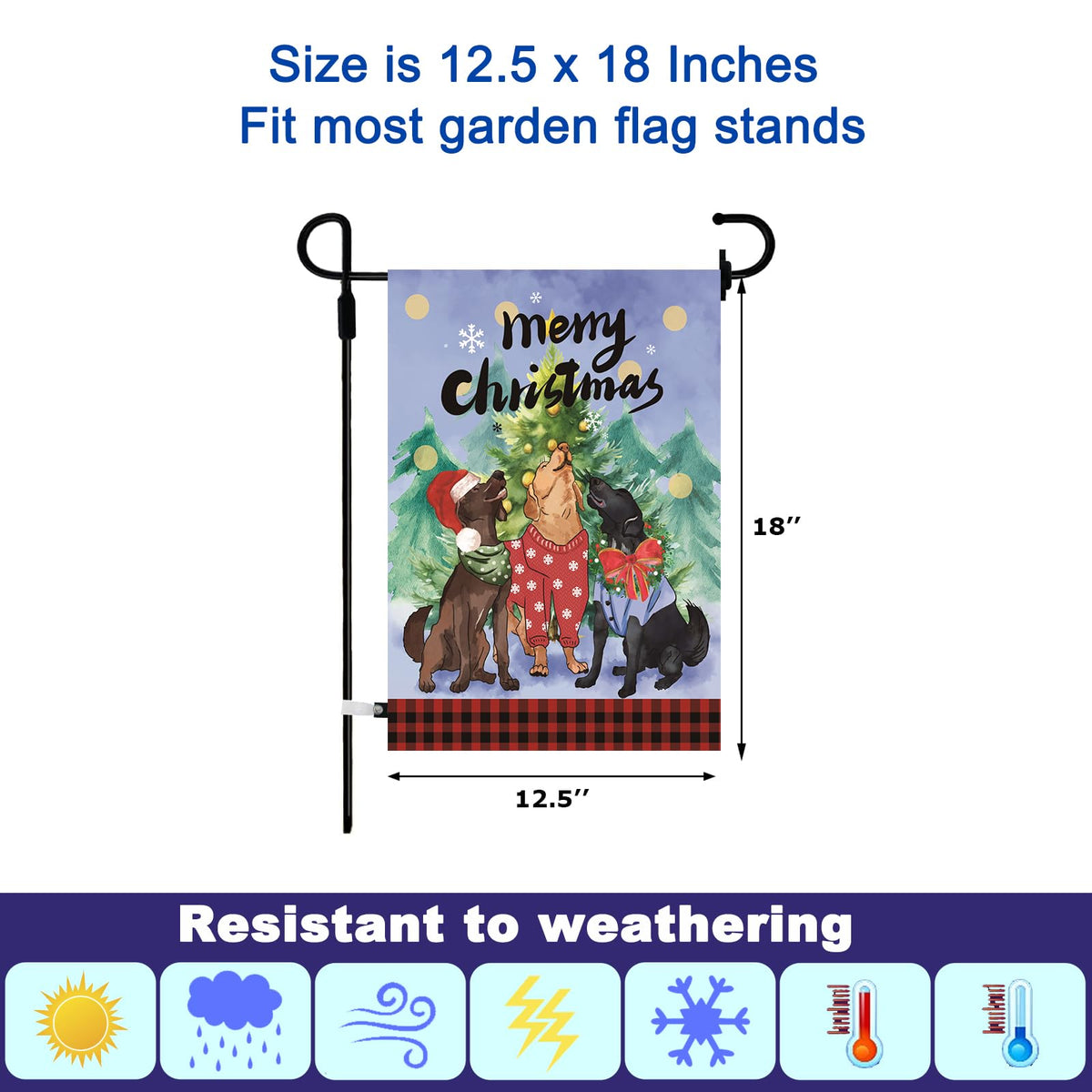 CDLong dogs theme flag winter look enhances yard decor in any weather