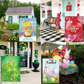 CDLong Christmas garden flag with festive imagery and durable fabric