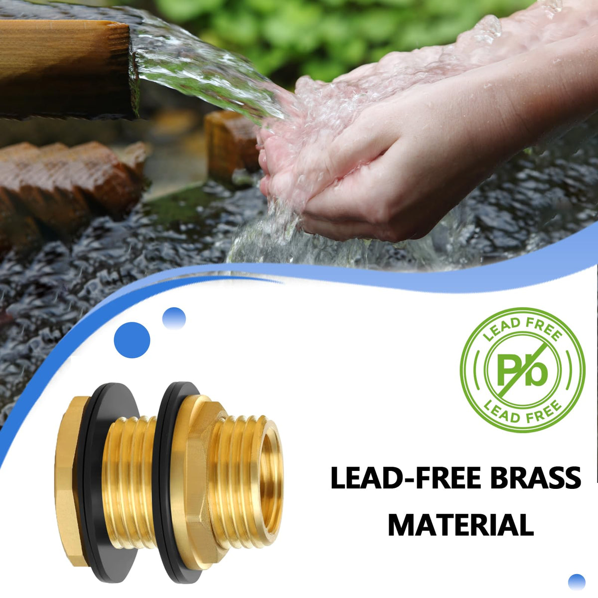 Ceaeso lead-free brass water tank connector for rain barrels