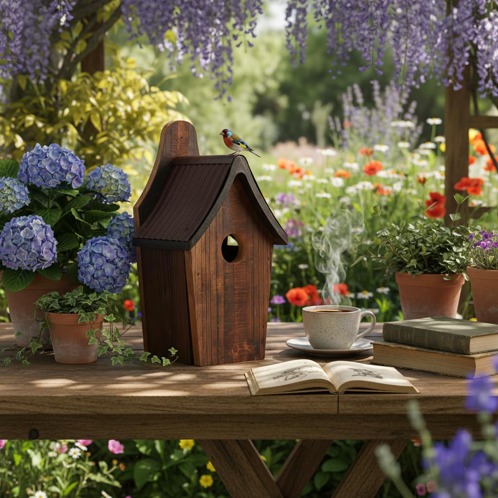 CEDAR ALPHA 1.5-inch entrance invites bluebirds for cavity nesting.