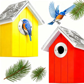 CEDAR ALPHA bluebird house front view highlights durable cedar for outdoor use.