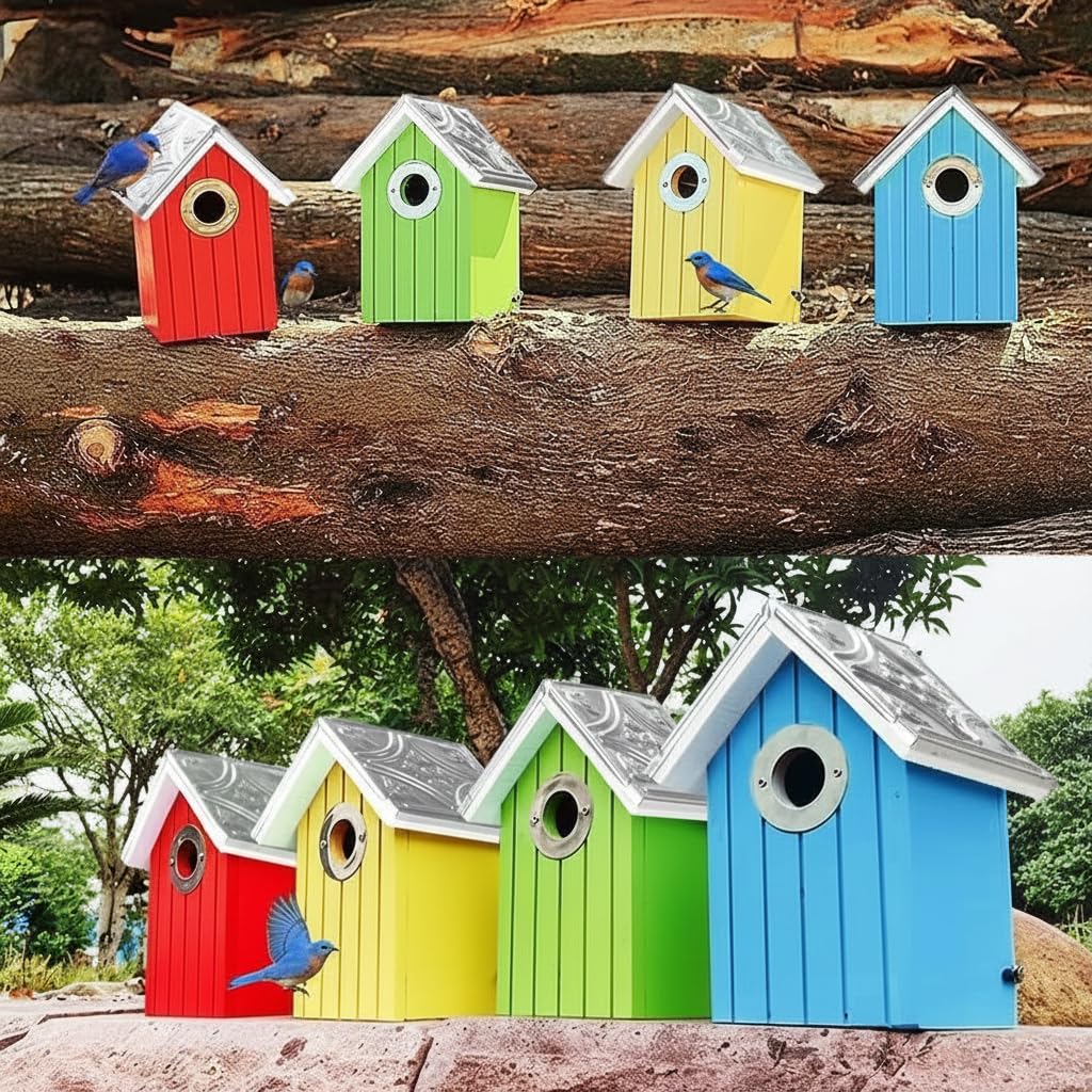 CEDAR ALPHA bluebird house metal roof detail emphasizes weather protection and longevity.