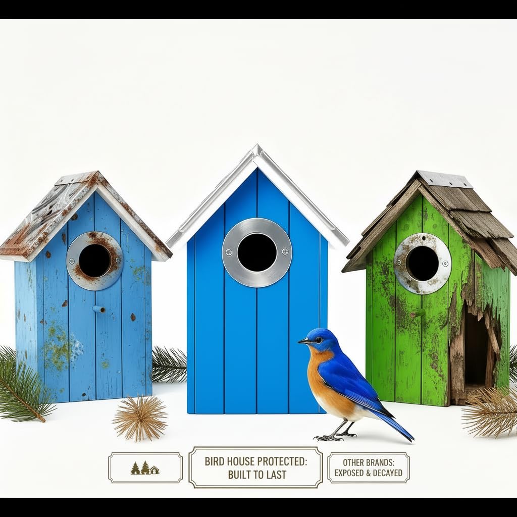 CEDAR ALPHA bluebird house pole mount ready for flexible yard placement.