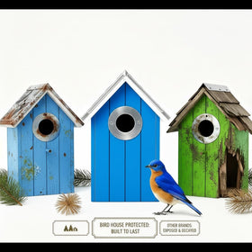 CEDAR ALPHA bluebird house pole mount ready for flexible yard placement.