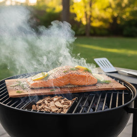 CEDAR ALPHA plank surface is smooth for clean food release.