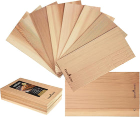 CEDAR ALPHA 8-pack plank soaking boosts smoky grill aroma.
