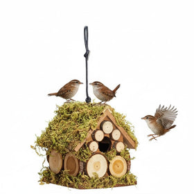 CEDAR ALPHA Wren Bird House with 1-1/8-inch Audubon hole invites small songbirds