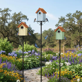 Cedar Alpha beach hut roof on bird house highlighting eco-friendly shingles