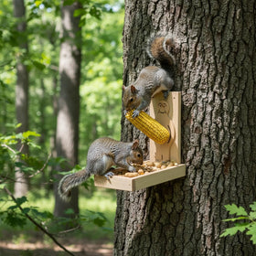 CEDAR ALPHA Easy-installation wooden feeder secured with hammer for quick setup