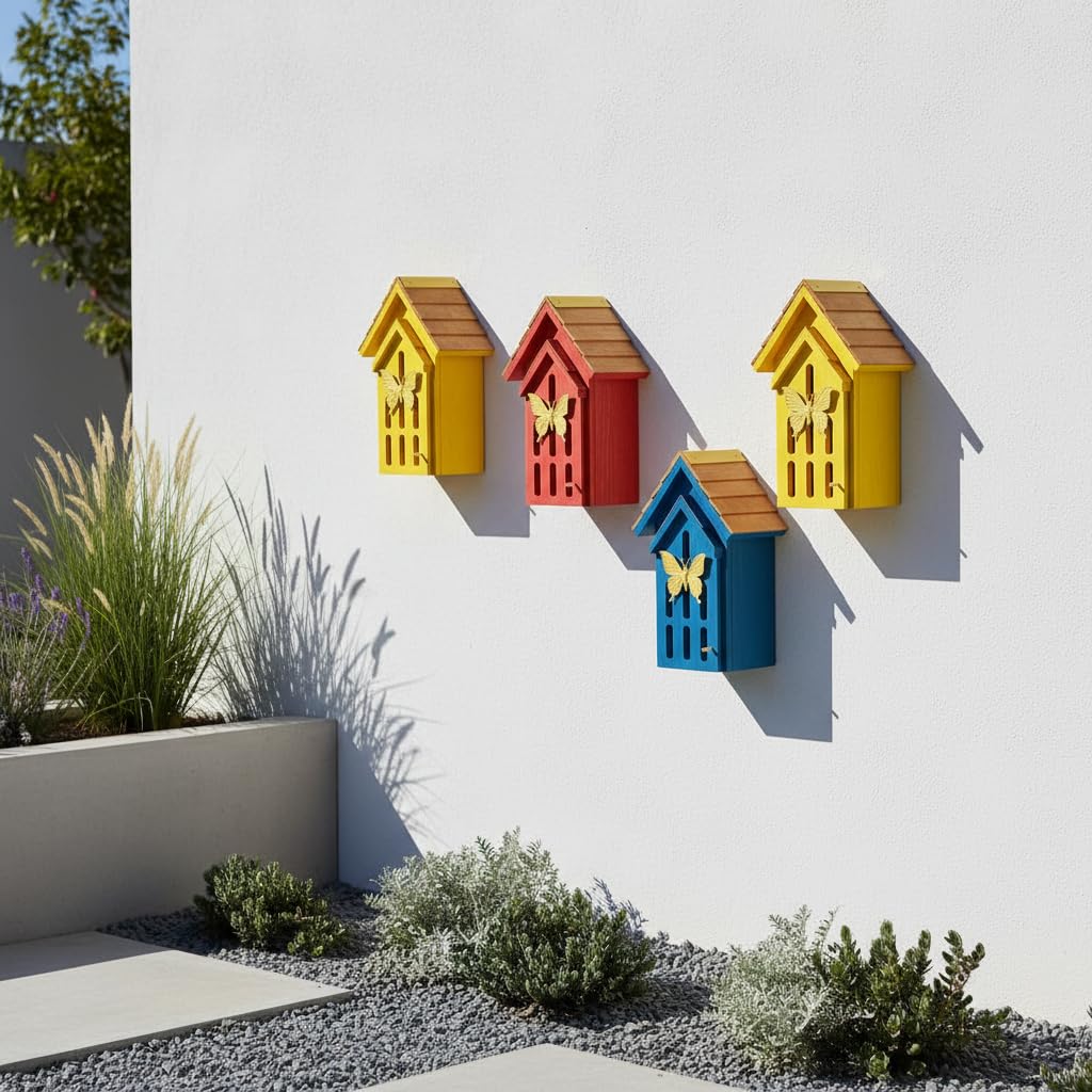 CEDAR ALPHA garden wall mount butterfly shelter for year-round use.