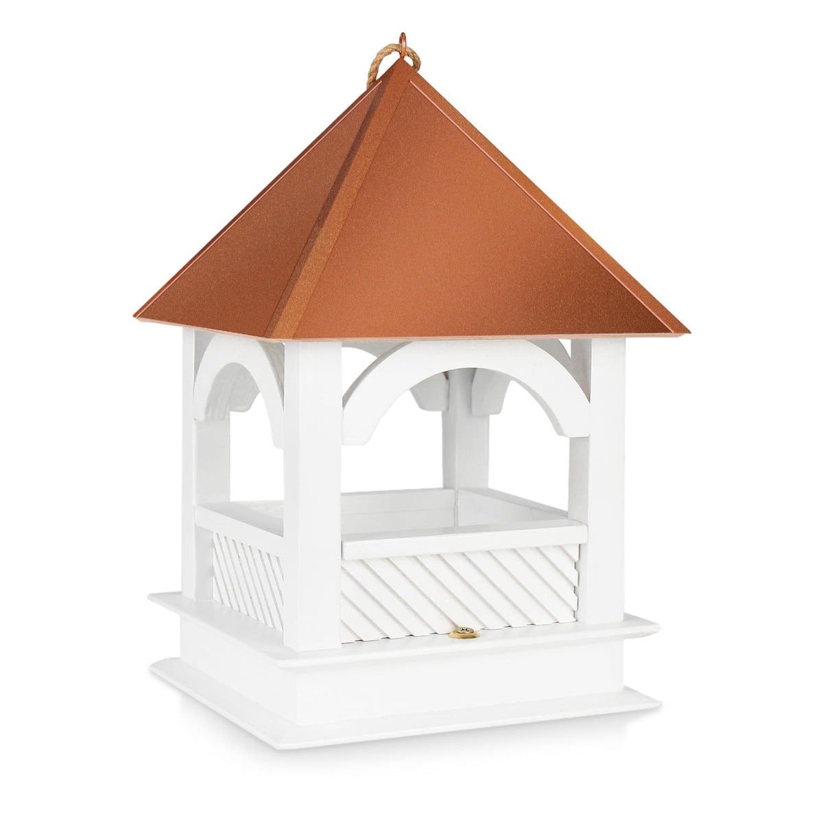 CEDAR ALPHA large pavilion bird feeder with copper roof, ideal for year-round outdoor birdwatching.