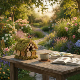 CEDAR ALPHA Moss embedded bird cottage blends with natural surroundings