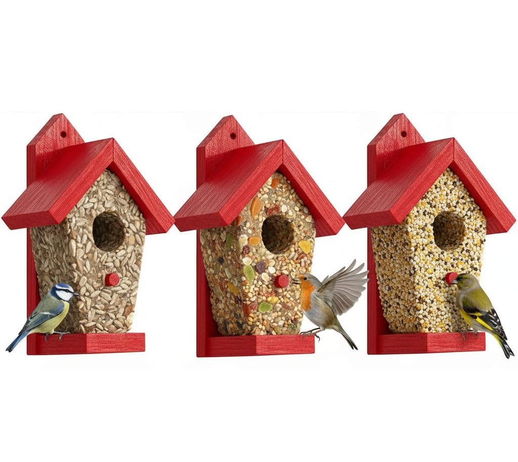 Cedar Alpha refillable suet cake bird feeder for easy year-round feeding.