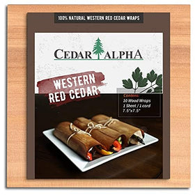 CEDAR ALPHA Value Wraps on front of pack, 20 wraps ready for grilling prep