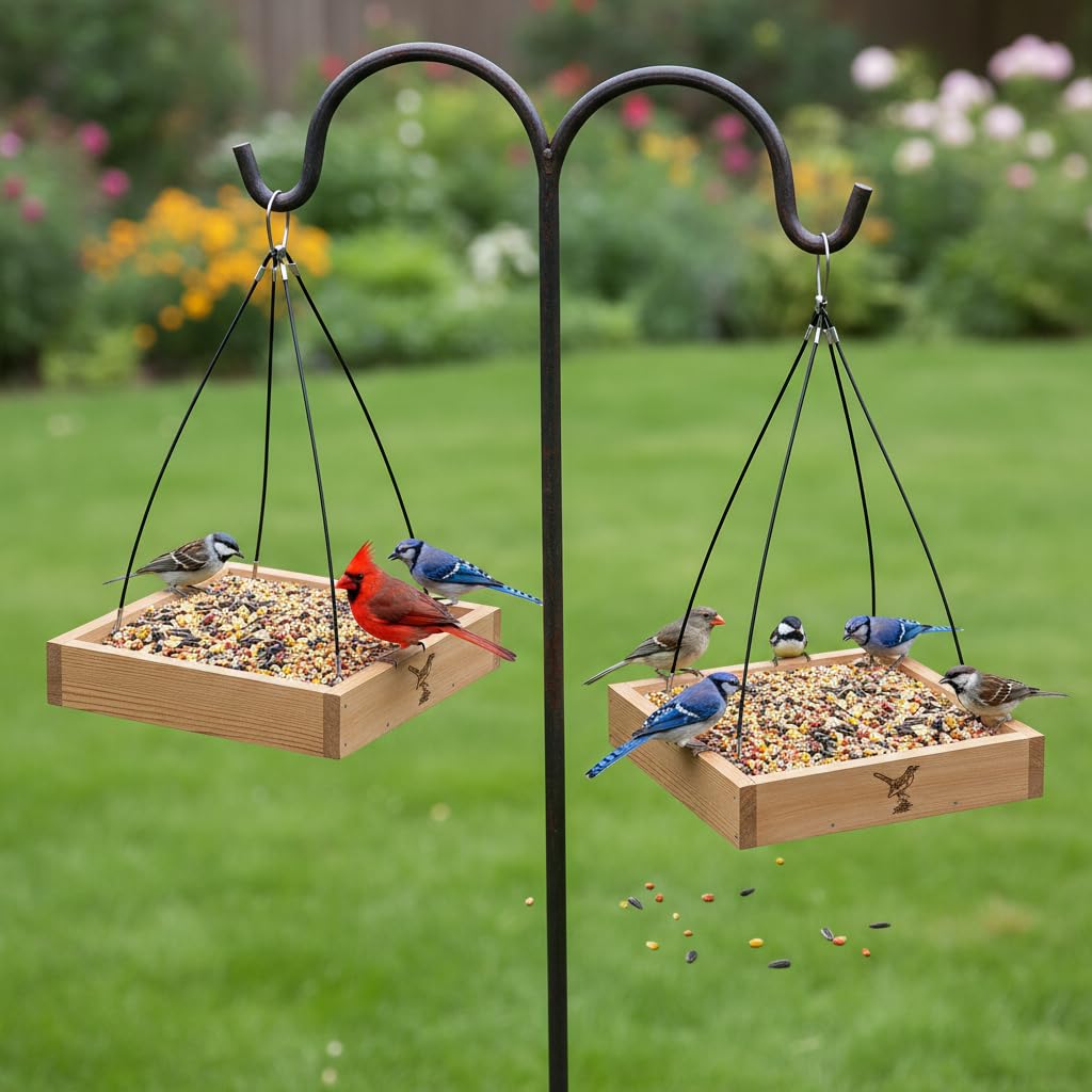 CEDAR ALPHA weather-proof outdoor feeder enduring sun and rain while maintaining cedar texture.